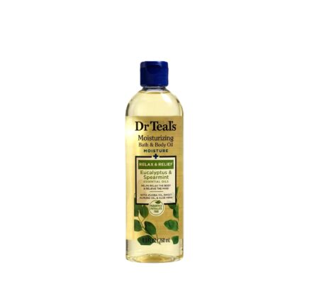 Dr Teal’s MOISTURIZING BATH & BODY OIL MOISTURE RELAX & RELIEF EUCALYPTUS & SPEARMINT ESSENTIAL OILS 260ML