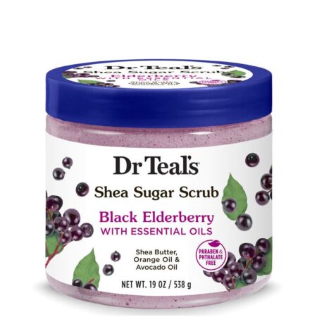 Dr  Teal’s SHEA SUGAR SCRUB BLACK ELDERBERRY WITH ESSENTIAL OILS 538G